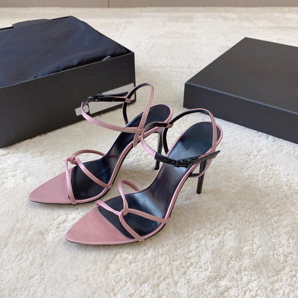 Women'S Shoes Clogs - 2026年、オープントゥの女性用ハイヒールサンダル。高級デザイナーによる、細めのストラップとクロスデザインが特徴の、夏のパーティーやドレスに合う、洗練されたブランドシューズ。
