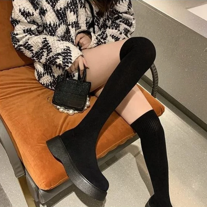 レディース 厚底 膝丈 エラスティックソックスブーツ ペティ - Sock Boot Women のレビューと価格