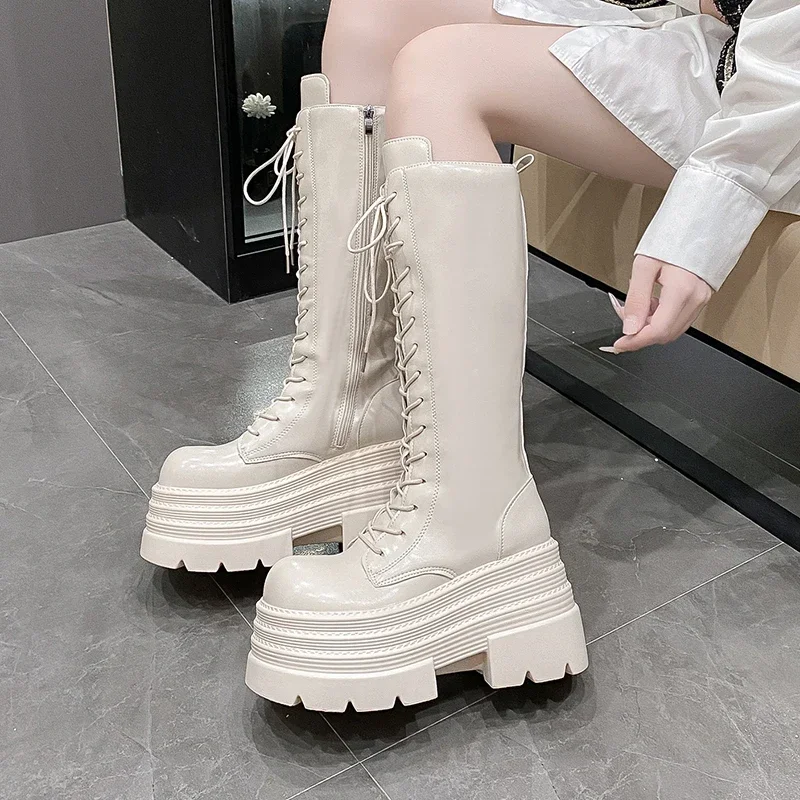 10 センチメートル新女性のローマロングブーツ秋冬ニーハイレ - Knee High Boots Women のレビューと価格